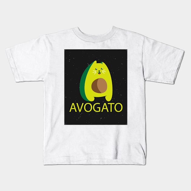 cat avogato Kids T-Shirt by Moaaz Subh